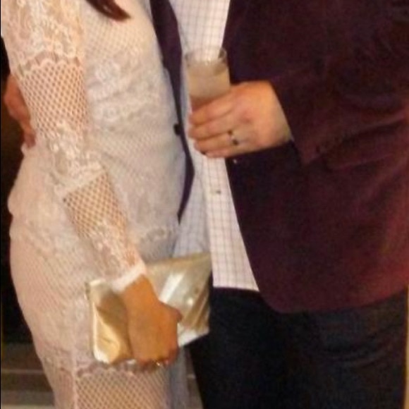 Glamorous White Lace Long Sleeve Dress Size M - Picture 4 of 4